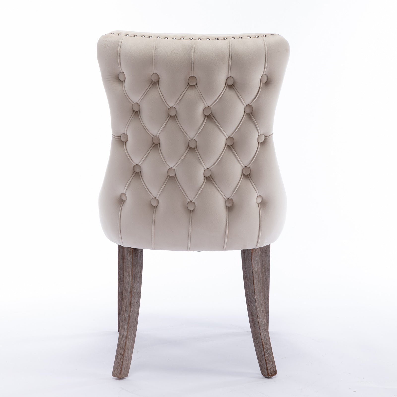 A&A Furniture,Upholstered Wing-Back Dining Chair with Backstitching Nailhead Trim and Solid Wood Legs,Set of 2, Beige,SW8809BG,KD - Grand Goldman Shop