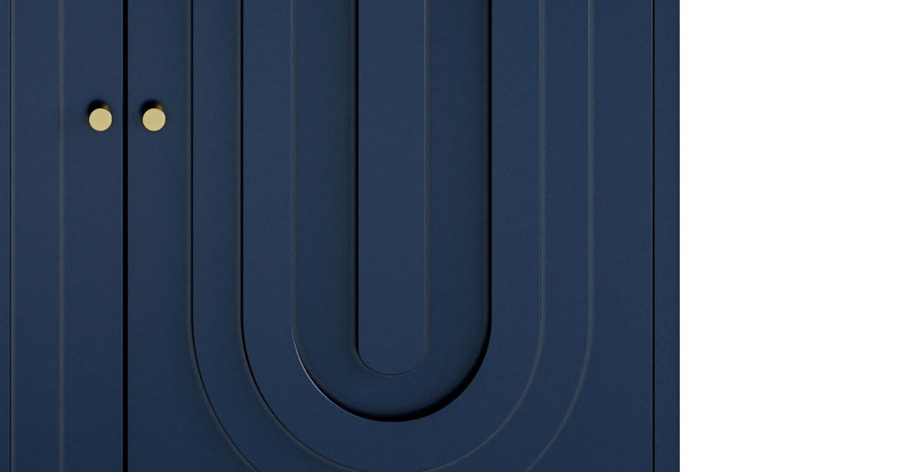 Modern Blue Lacquered 4 Door Wooden Cabinet Sideboard Buffet Server Cabinet Storage Cabinet, for Living Room, Entryway, Hallway, Office, Kitchen and Dining Room - Grand Goldman Shop