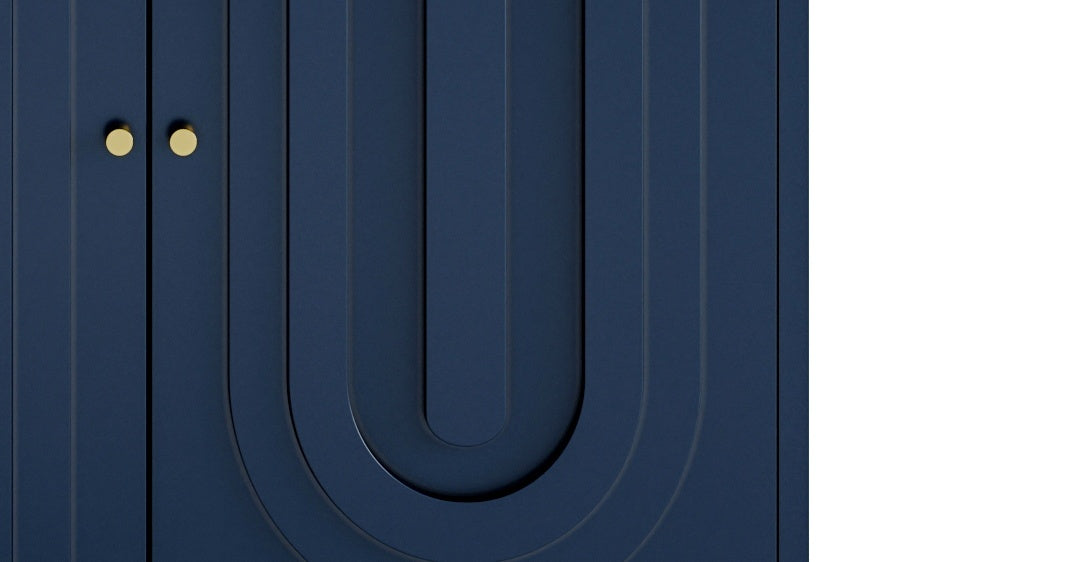 Modern Blue Lacquered 4 Door Wooden Cabinet Sideboard Buffet Server Cabinet Storage Cabinet, for Living Room, Entryway, Hallway, Office, Kitchen and Dining Room - Grand Goldman Shop
