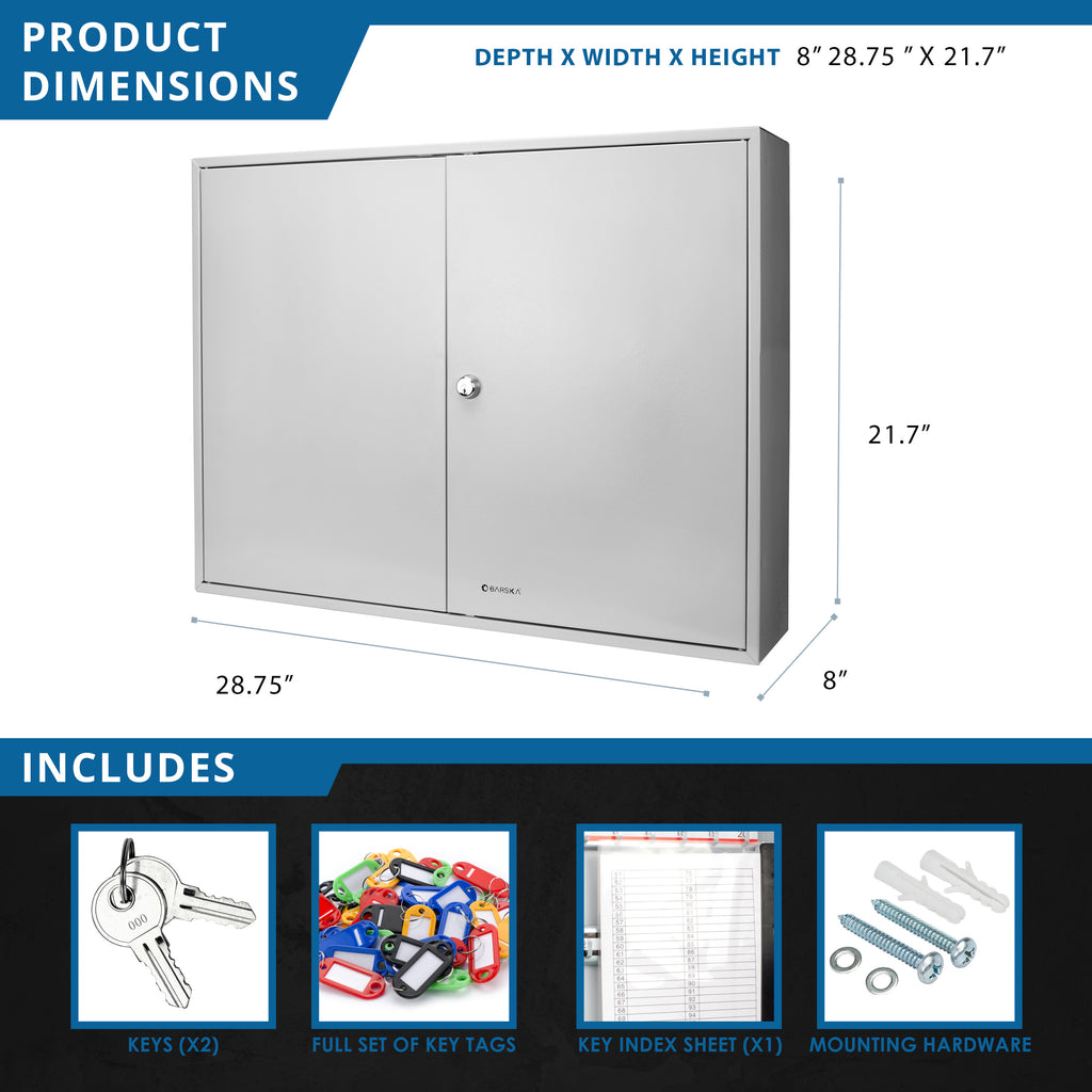 Adjustable Key Cabinet with Key Lock for Secure Storage, Gray Steel, 600-Key Capacity | Premium Home Decor - Grand Goldman