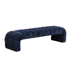 Modern Upholstered Armless Bed Bench, Channel Tufted Couch Daybed Chaise, Navy Chenille Ottoman Foot Stool, 69.7' Wide - Grand Goldman Shop