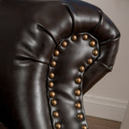 Contemporary Style Push Back Recliner with Button-Tufted Stitching and Nailhead Trim in Dark Brown PU - Grand Goldman Shop