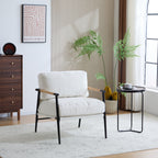 Modern Accent Chair with Plush Cushions, Metal Frame, Wooden Armrest - Cozy Seating for Living Room, Bedroom, Office - Grand Goldman Shop