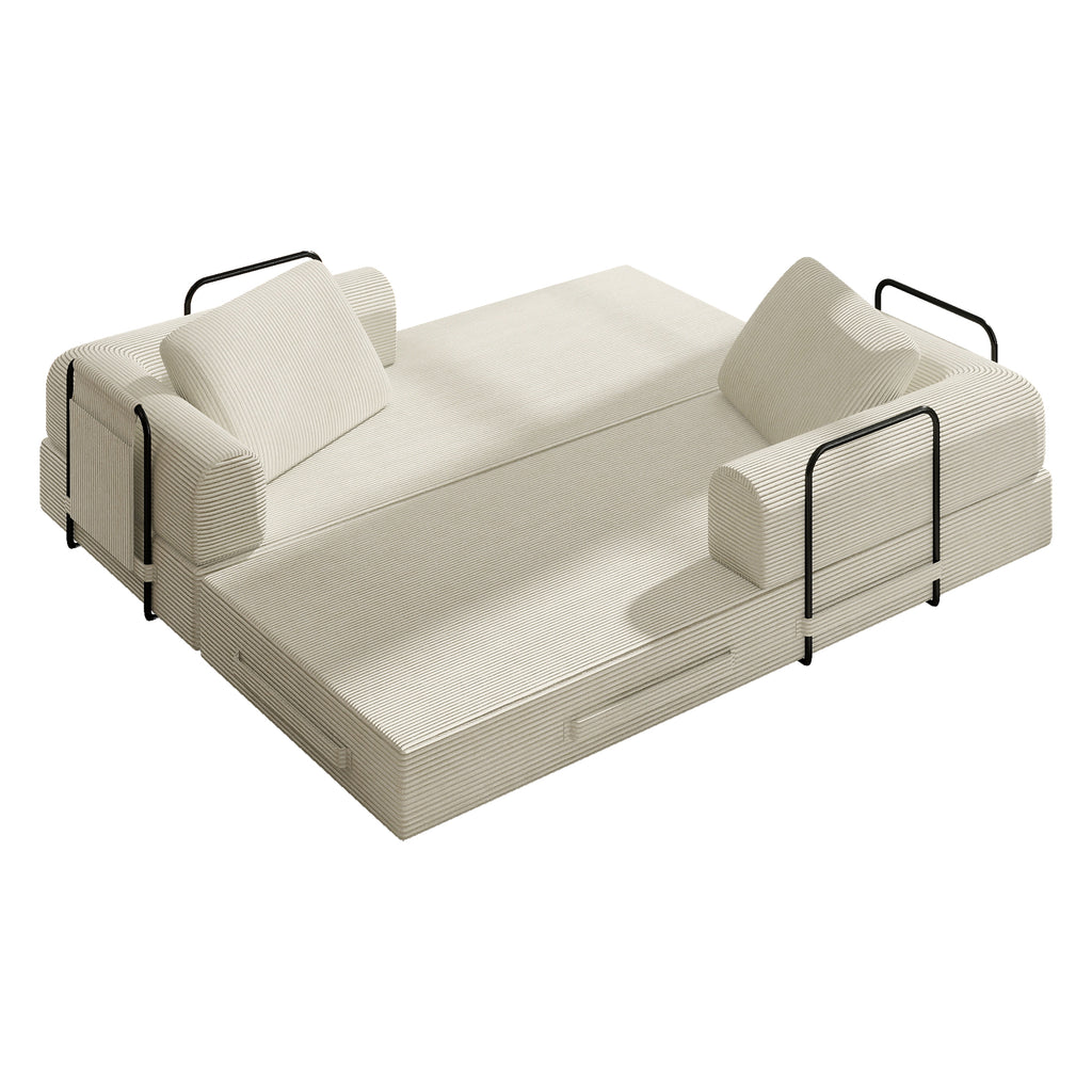 78 Inch Convertible Sleeper Sofa Bed, Futon Boneless Couch Lounge Loveseat with Pull Out Bed, No Assembly Required - Grand Goldman Shop