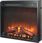 23 inch electric fireplace insert, ultra thin heater with log set & realistic flame, remote control with timer, overheating protection - Grand Goldman Shop