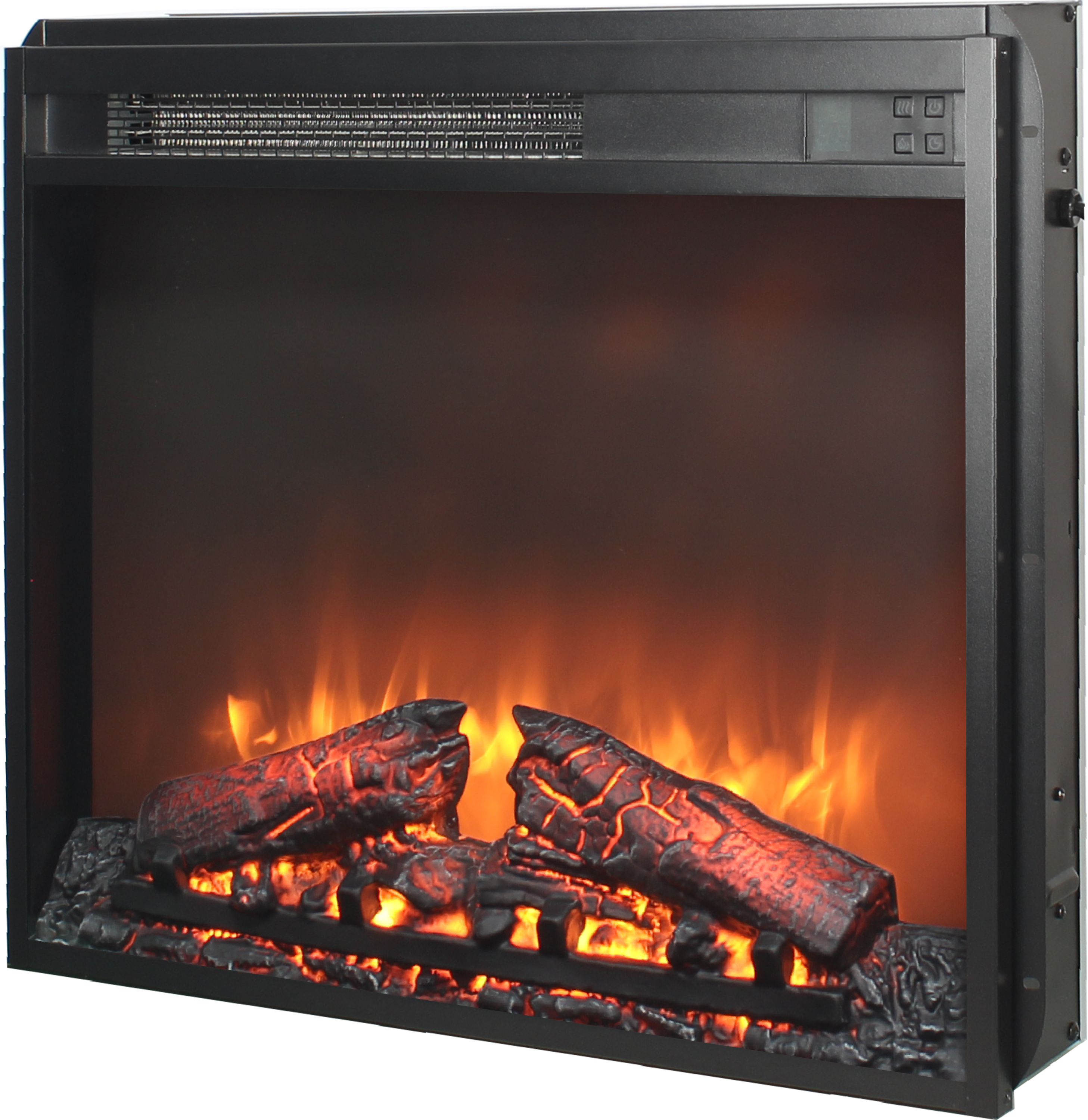 23 inch electric fireplace insert, ultra thin heater with log set & realistic flame, remote control with timer, overheating protection - Grand Goldman Shop