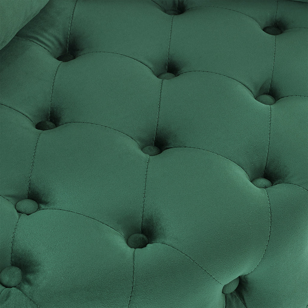 Modern Glam Velvet Upholstered Swivel Chair with Button Tufted Design and Wheels, Green - Grand Goldman Shop