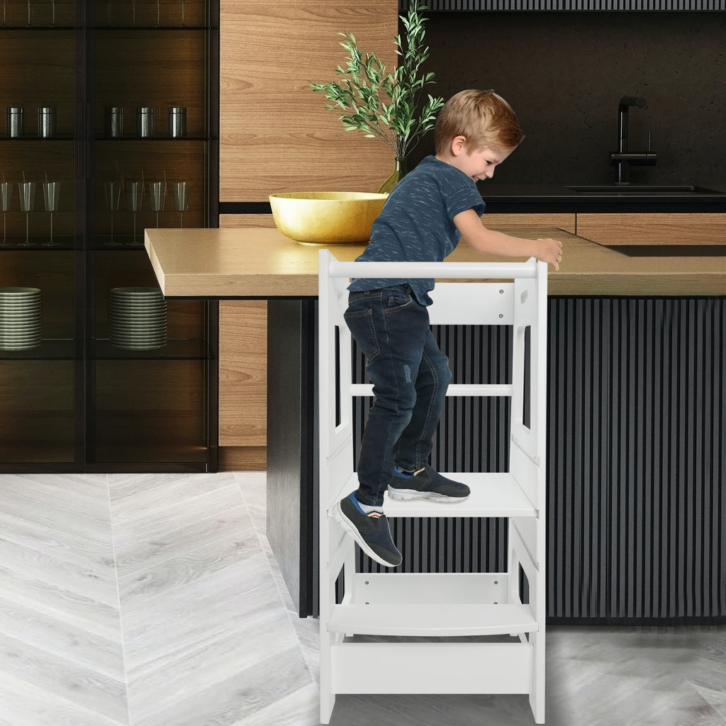 ECOMEX Toddler Standing Tower for Kitchen, Step Stool for Kid's Adjustable Height Learning Stool, Removable Anti-Drop Safety 