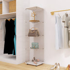 Lighted 4 Shelves Glass Cabinet Glass Display Cabinet with One Door, White - Grand Goldman Shop