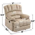 Large Manual Recliner Chair in Fabric for Living Room, Beige - Grand Goldman Shop