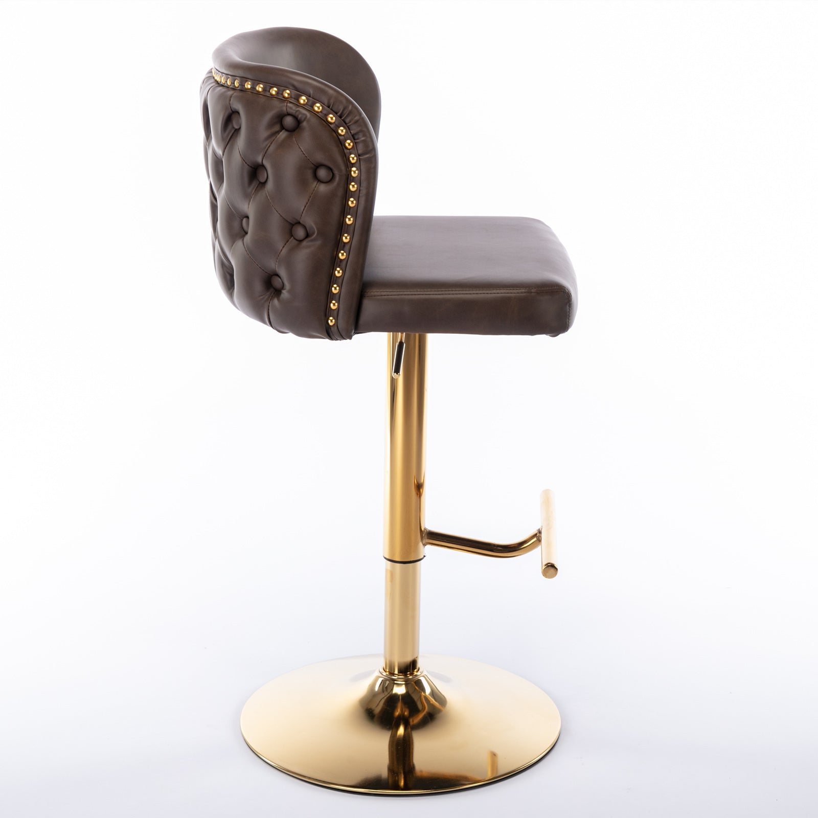 A&A Furniture,Swivel Barstools Adjusatble Seat Height, Modern PU Upholstered Bar Stools with  the whole Back Tufted, for Home Pub and Kitchen Island（Brown, Set of 2） - Grand Goldman Shop
