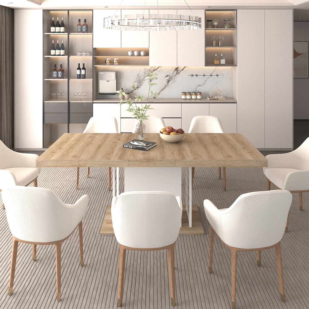 Rectangle extendable dining table for 6-10 people aged effect wood 160-200 cm - Grand Goldman Shop
