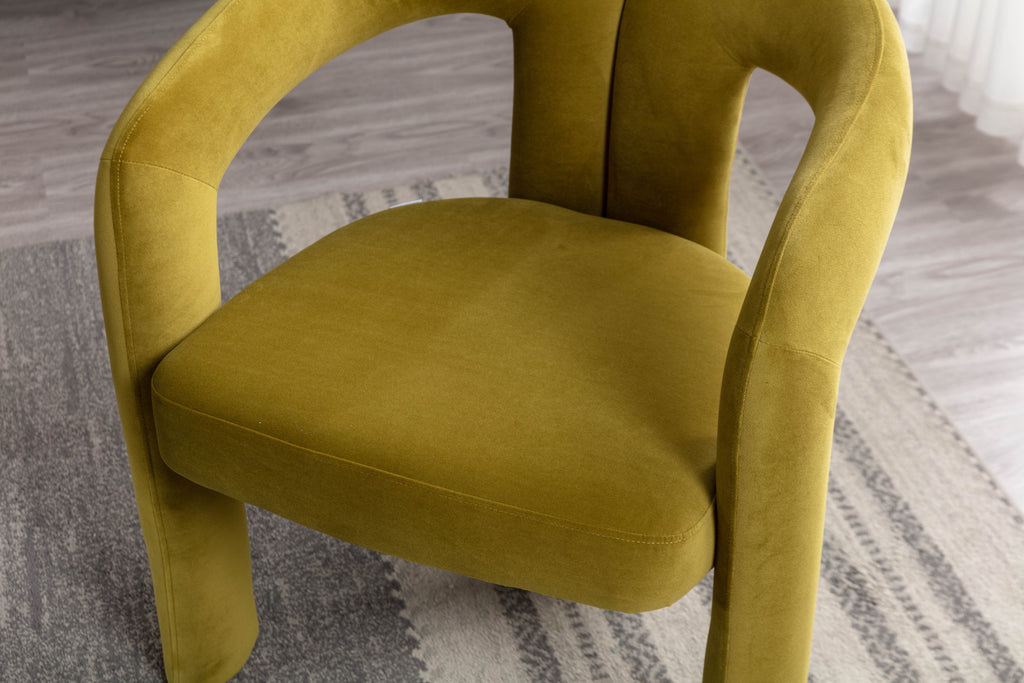 Contemporary Designed Velvet Fabric Upholstered Accent/Dining Chair /Barrel Side Chairs Kitchen Armchair for Living Room set of 2 (Olive Velvet) - Grand Goldman Shop