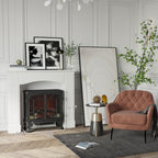 HOMCOM Modern Fireplace Mantel, Surround Mantels for Fireplace with Decorative Pattern Interior Width 29' White - Grand Goldman Shop