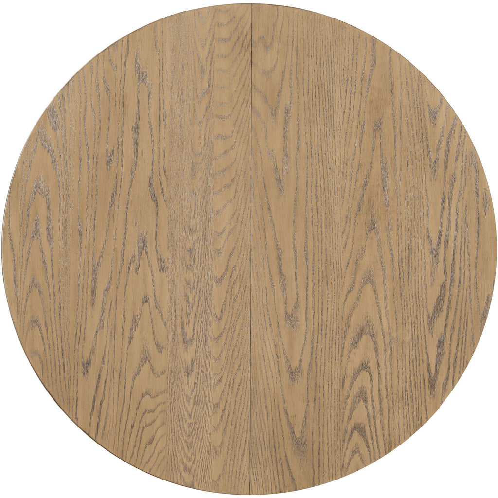 TREXM Farmhouse Round Extendable Dining Table with 16' Leaf Wood Kitchen Table (Oak Natural Wood + Antique White) - Grand Goldman Shop