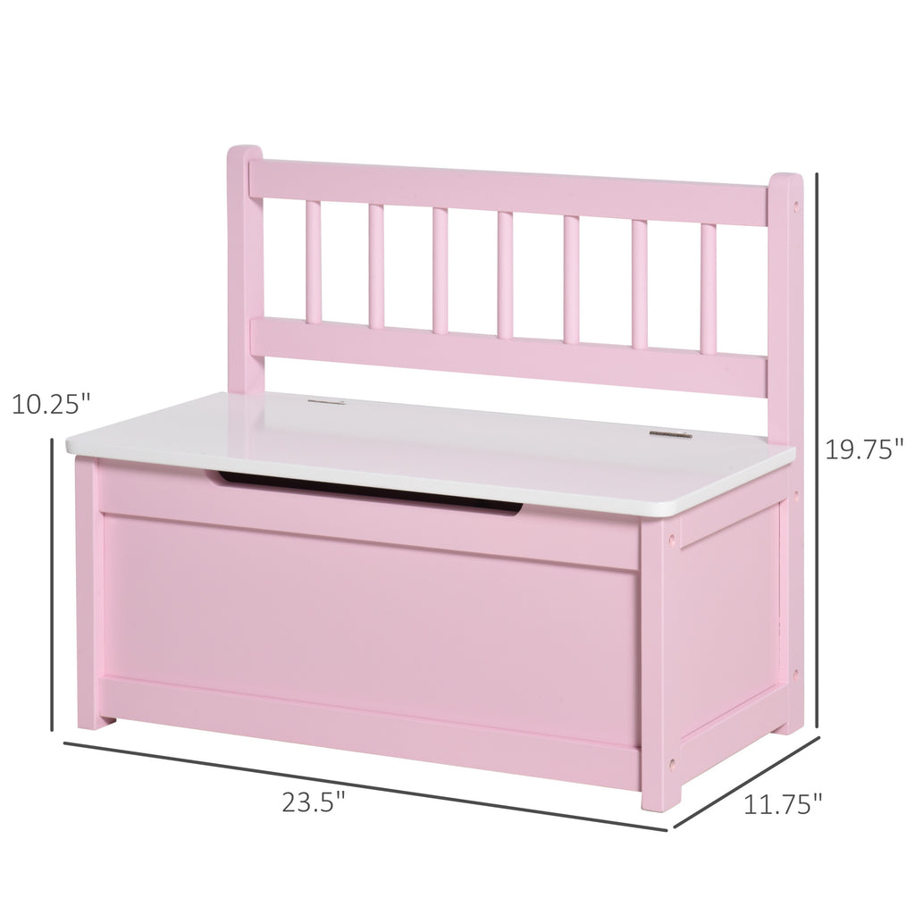 Qaba Toddler Toy Box Storage Bench with Large 27 L Interior, Kids Storage Bench Seat with Storage for Toddler Playroom Furnit