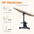 Wooden 1500 Pieces Puzzle Table with Drawer, 35'*27.17' Adjustable Puzzle Table, 360° Tilting Puzzle Table with Legs and Whee