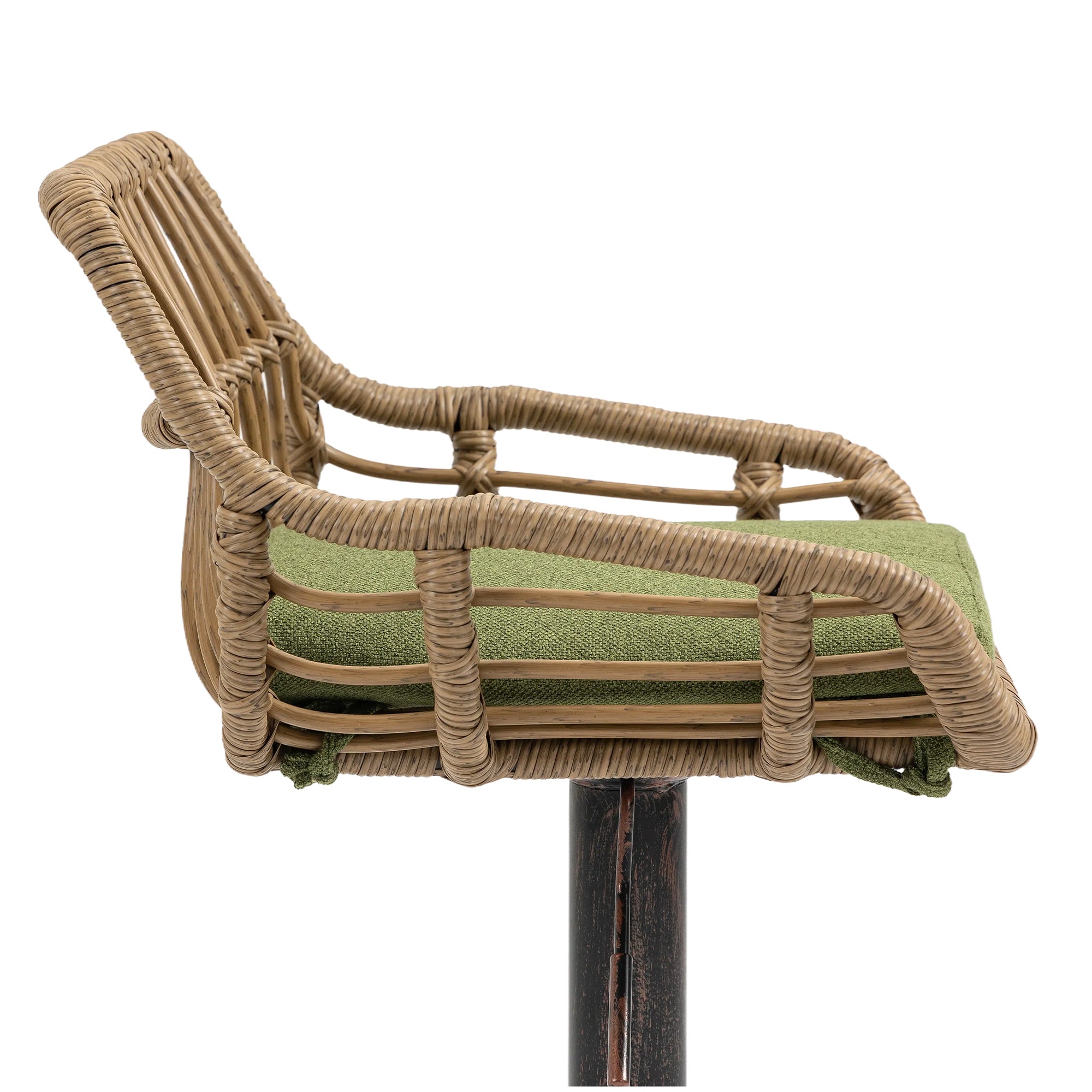 COOLMORE Modern Swivel Bar Stools Set of 2 with Adjustable Height and Footrest in Green Linen - Grand Goldman Shop