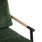 Modern Accent Chair with Plush Cushions, Minimalist Metal Frame, Wooden Armrest Design, Green - Grand Goldman Shop