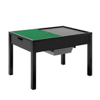 Kids Wooden Activity Table, Building Blocks Double-Sided Tabletop, Multi-Purpose Activity Play Table with 2 Storage Bins for 