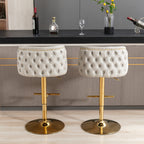 A&A Furniture,Swivel Barstools Adjusatble Seat Height, Modern PU Upholstered Bar Stools with  the whole Back Tufted, for Home Pub and Kitchen Island（Beige, Set of 2） - Grand Goldman Shop