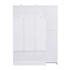 VIBE HAUS 79'' Tall Modern Hall Tree with Shoe Storage, 4-in-1 Entryway Bench with 6 Cabinets, 4 Coat Hooks & Adjustable Shelf for Hallway, living room, White - Grand Goldman Shop