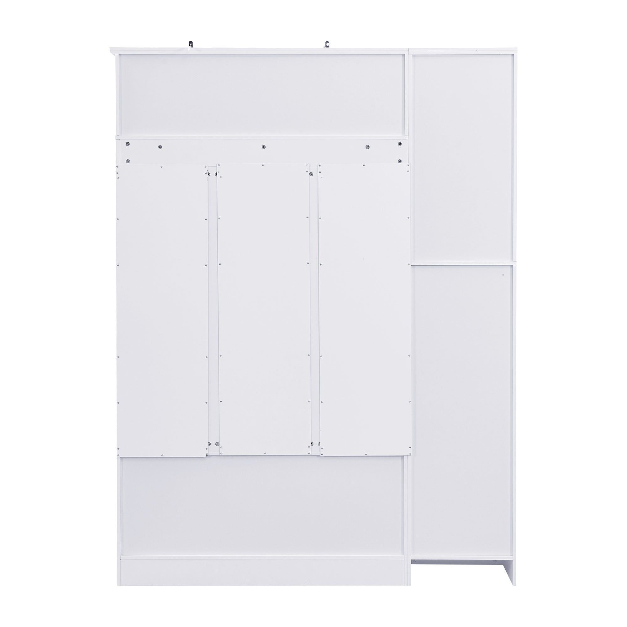 VIBE HAUS 79'' Tall Modern Hall Tree with Shoe Storage, 4-in-1 Entryway Bench with 6 Cabinets, 4 Coat Hooks & Adjustable Shelf for Hallway, living room, White - Grand Goldman Shop