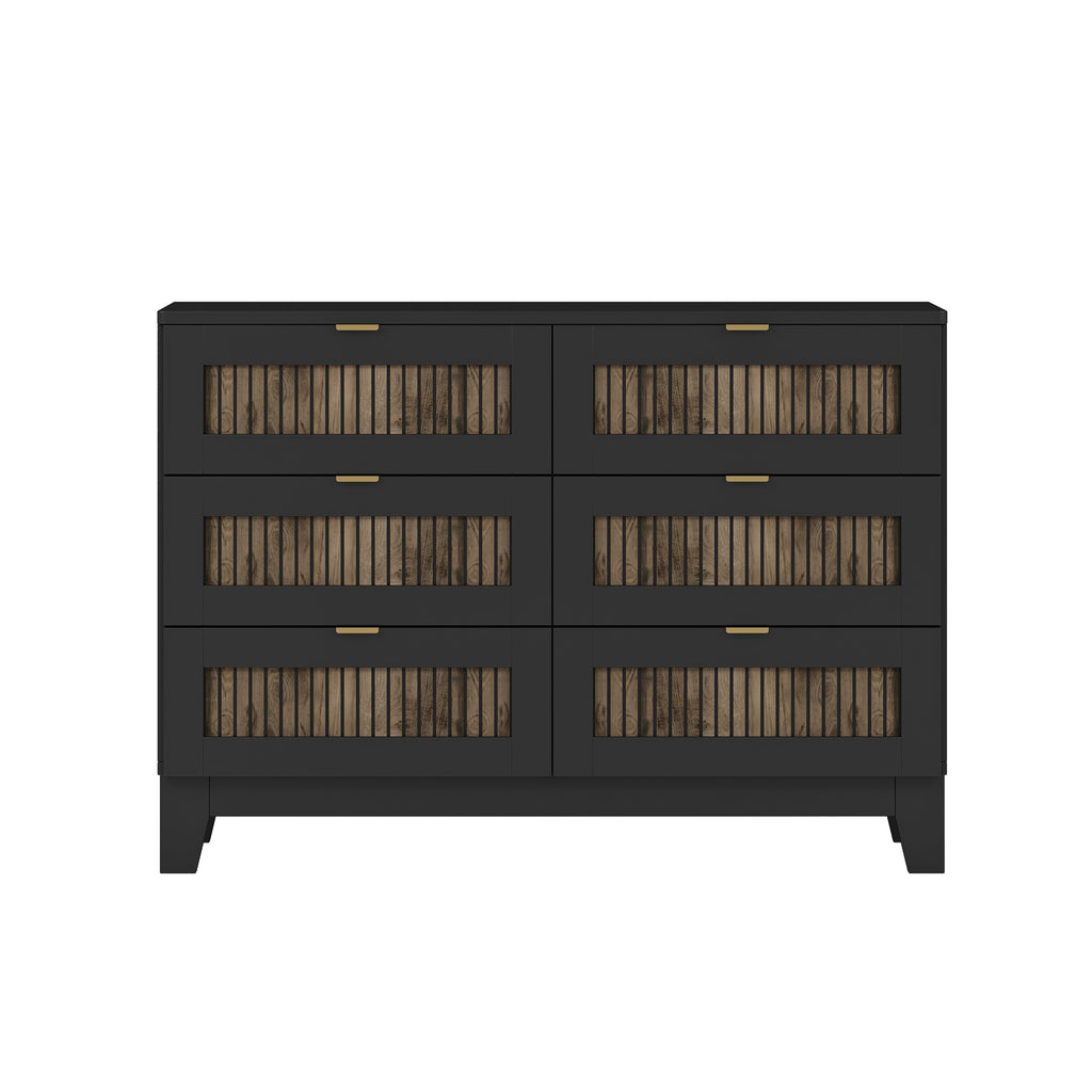 4-Pieces Bedroom Sets, Queen Size Farmhouse Platform Bed with Wooden Strip Stickers Decoration, Storage Nightstand and Dresser with Metal Handle, Black(Old SKU: HL000191AAB) - Grand Goldman Shop
