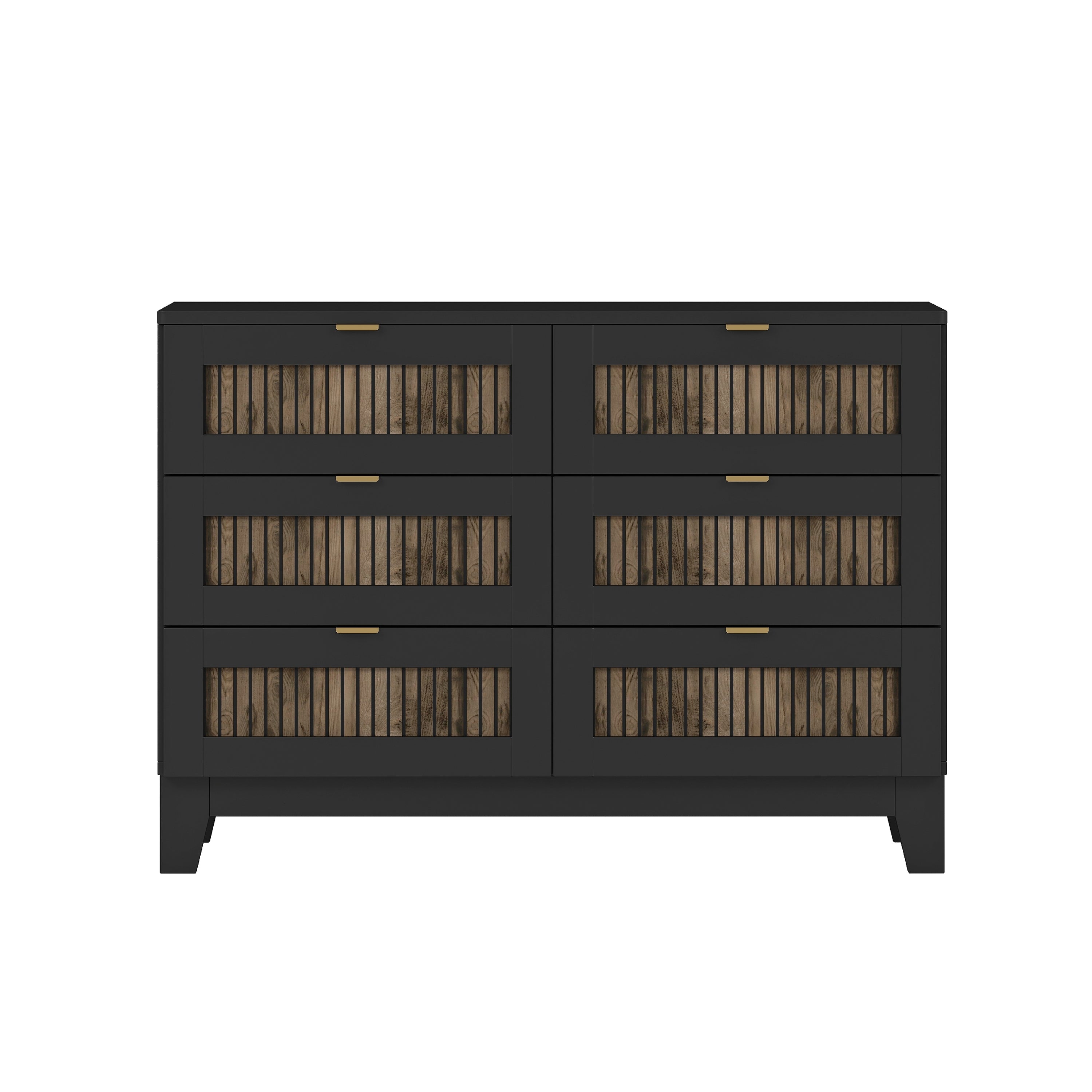 4-Pieces Bedroom Sets, Queen Size Farmhouse Platform Bed with Wooden Strip Stickers Decoration, Storage Nightstand and Dresser with Metal Handle, Black(Old SKU: HL000191AAB) - Grand Goldman Shop