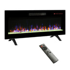42 inch recessed ultra thin tempered glass front wall mounted electric fireplace with remote and multi color flame & emberbed, LED light heater - Grand Goldman Shop