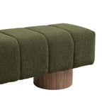 Upholstered Dining Bench for Dining Room, No-Assembly End of Bed Entryway Bench Ottoman for Bedroom Living Room, Green Boucle Fabric Stool Top Wood Leg 300 LBS Weight Capacity - Grand Goldman Shop
