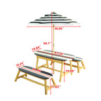 Naturally Playful Kids Picnic Table with Umbrella, Indoor/Outdoor Fun, Dark Blue Poplar Wood - Grand Goldman