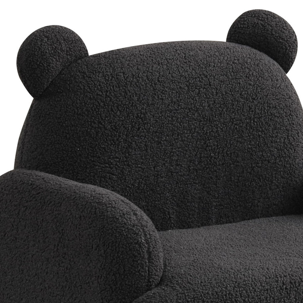 Sherpa Upholstered Bear-Shaped Kids Armchair, Black - Grand Goldman