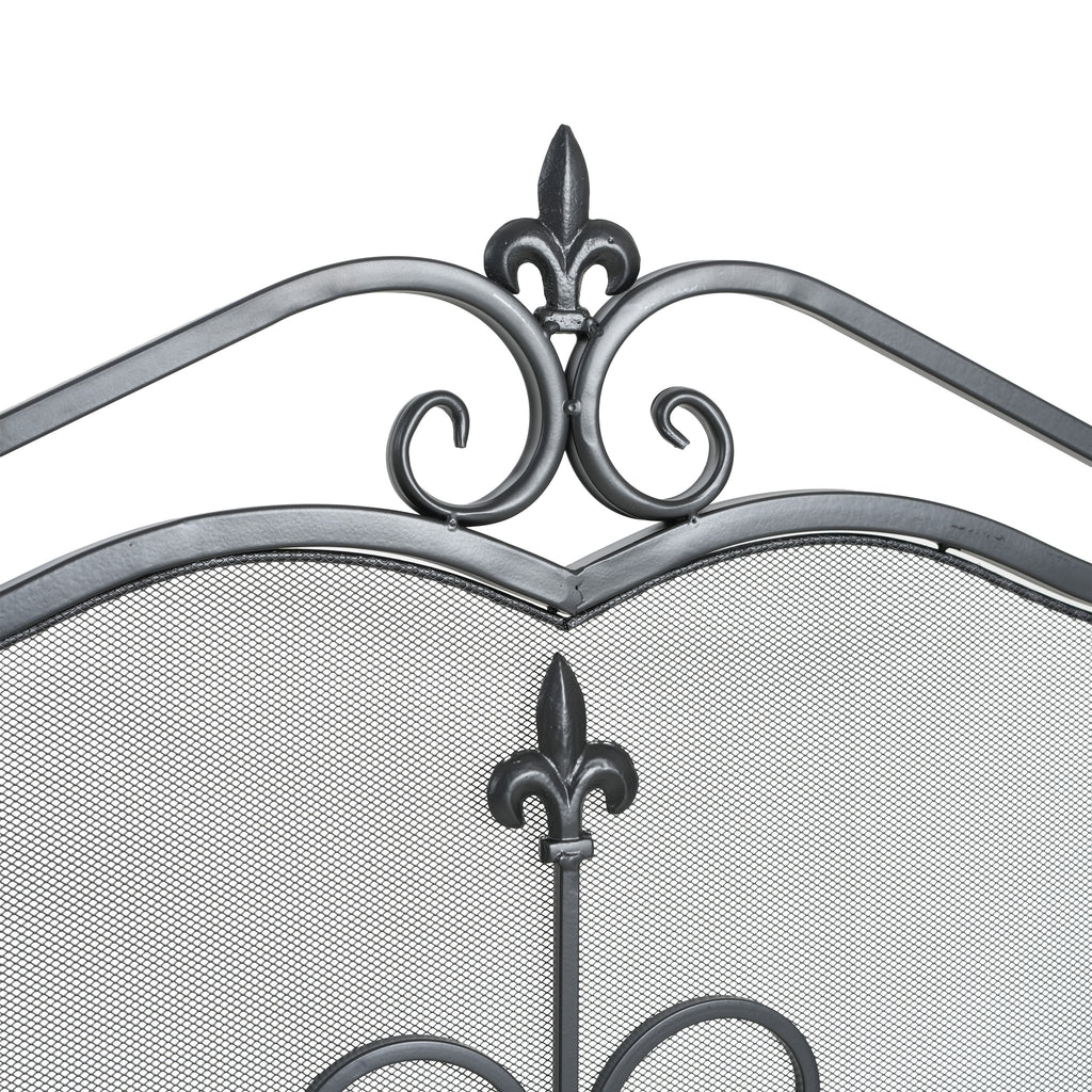Onyx 3-Panel Iron Fireplace Screen 54' x 31.5', Black Finish - Grand Goldman Shop