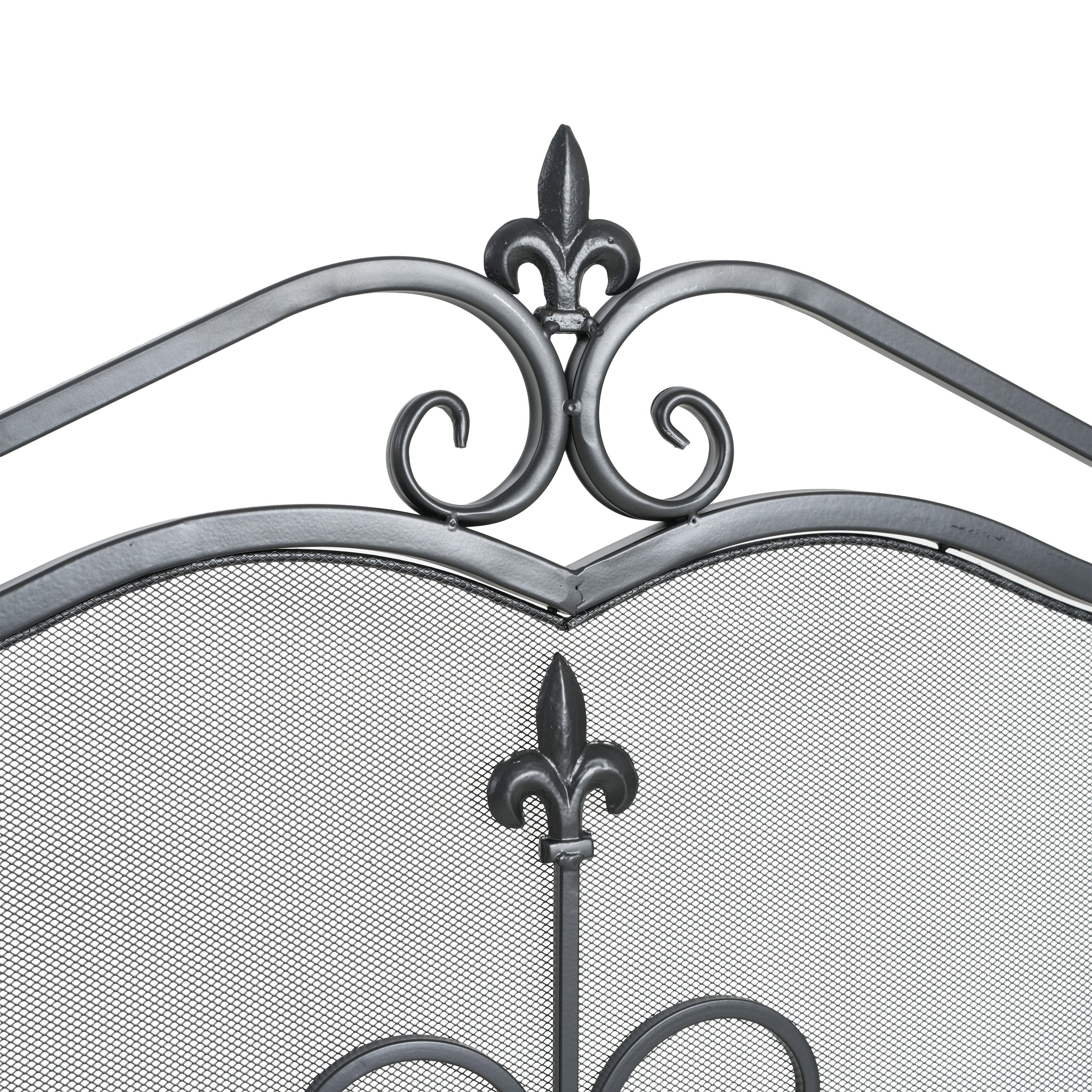 Onyx 3-Panel Iron Fireplace Screen 54' x 31.5', Black Finish - Grand Goldman Shop