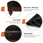 VIVALUX Chesterfield Velvet Loveseat Sofa, 2-Person Rolled Arm Upholstered Couch, Black, Pine Wood Frame, 59.44' - Grand Goldman Shop