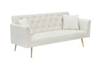 71 inch convertible love seat sofa, American retro beige velvet, suitable for small living room, bedroom, office - Grand Goldman Shop