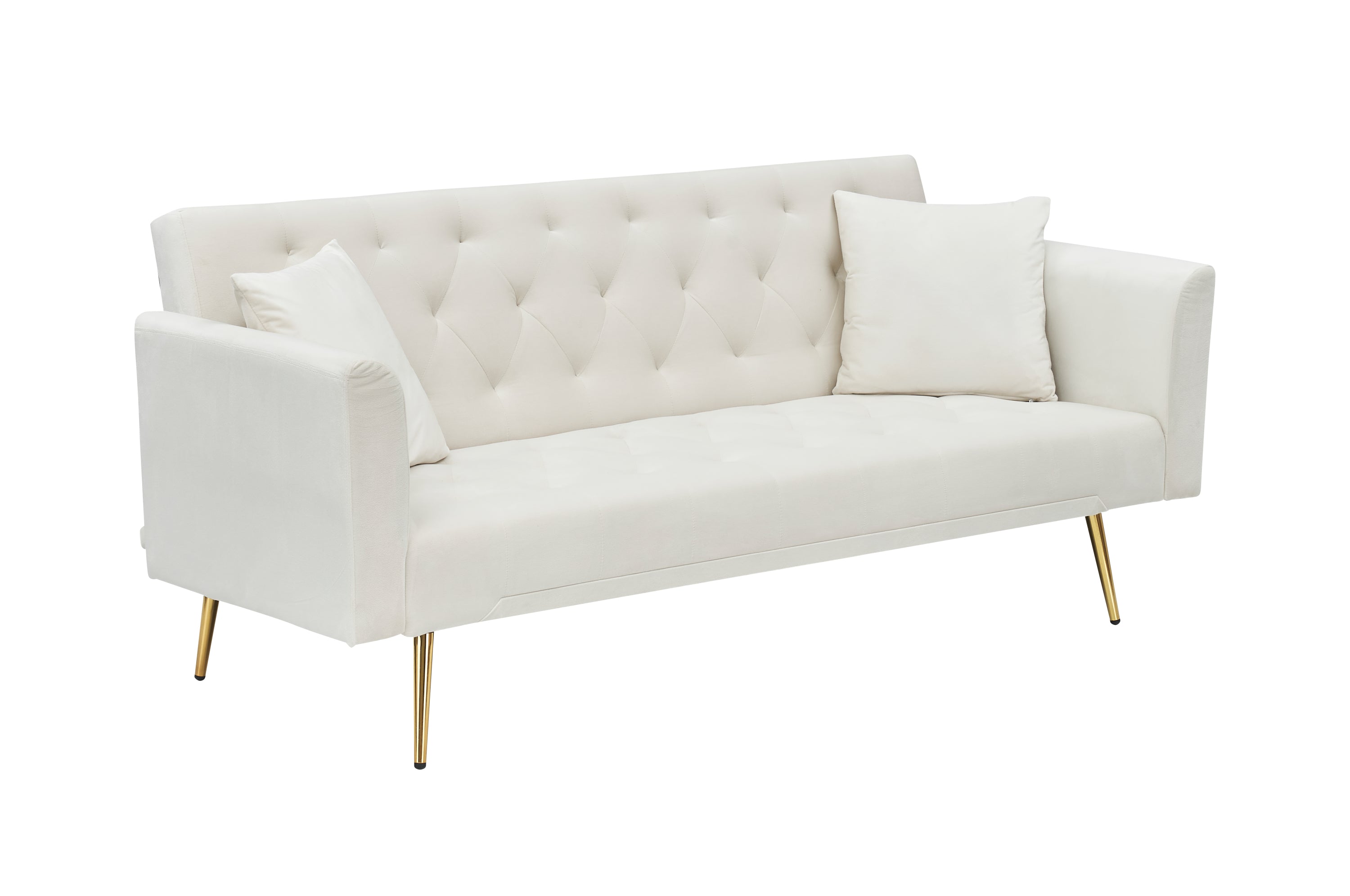 71 inch convertible love seat sofa, American retro beige velvet, suitable for small living room, bedroom, office - Grand Goldman Shop