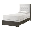 1pc Contemporary Upholstered Twin Size Panel Youth Bed Button Tufted Headboard Wooden Bedroom Furniture White Cream Gray - Sh