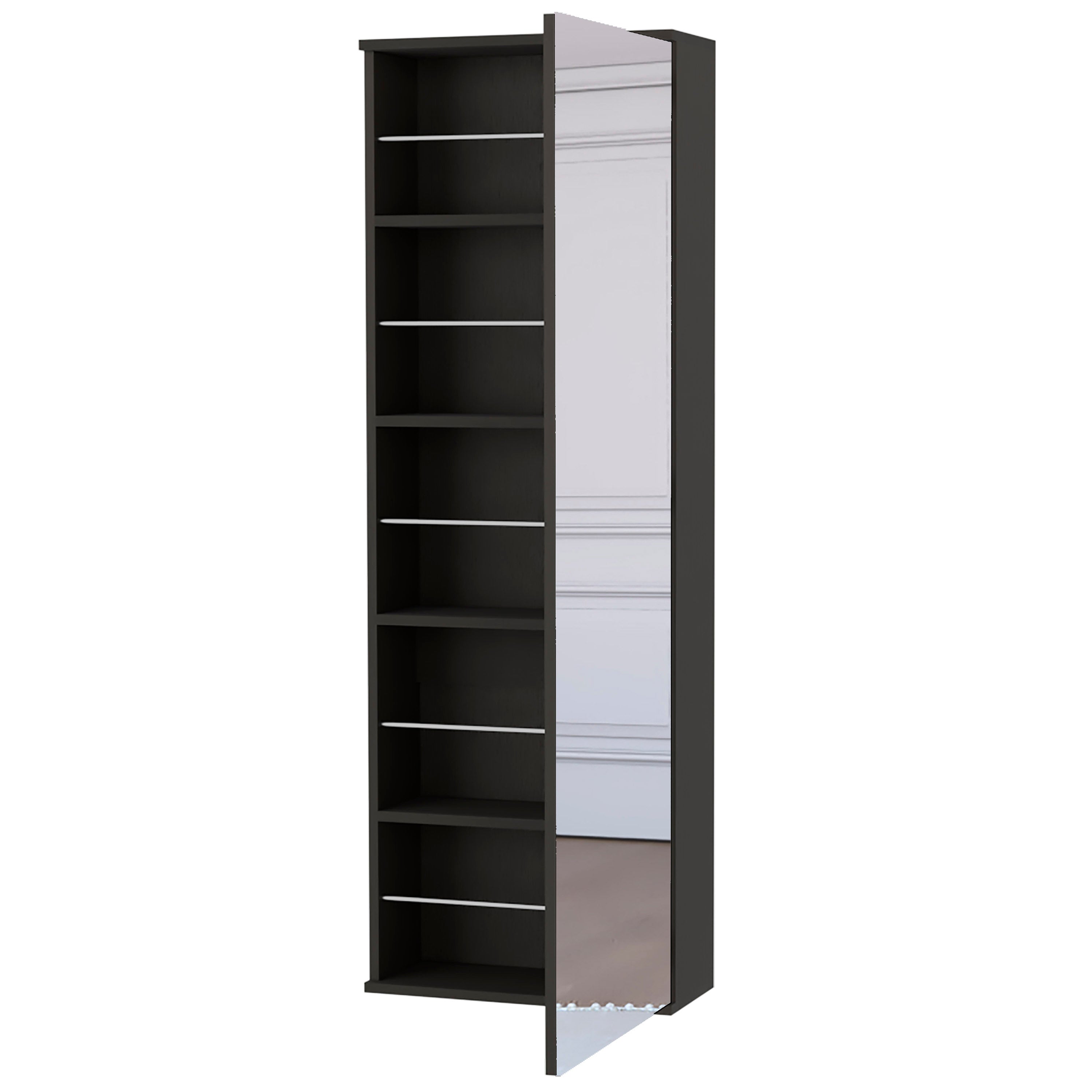 Wall Mounted Shoe Rack With Mirror Chimg, Single Door, Black Wengue Finish - Grand Goldman Shop
