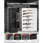 Stylish 4 Gun Safe, Long Gun Cabinet for Rifles and Pistols, Quick Access Rifle Safe with 2 Ammo Slots, 2 Pistol Pockets & 2 