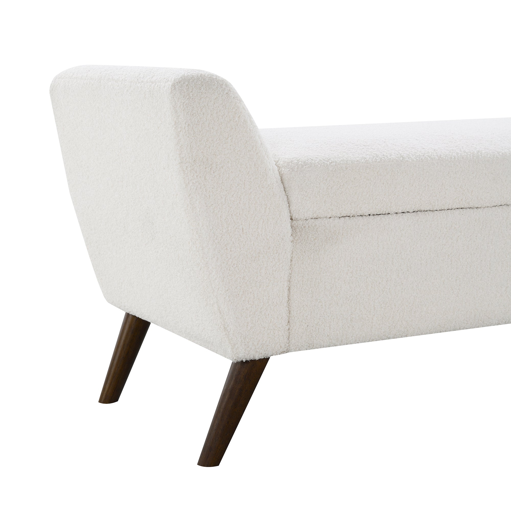 60'' Modern Storage Bench with Rubberwood  Legs, Cream Teddy Fabric, Padded Seat for Living Room & Bedroom - Grand Goldman Shop
