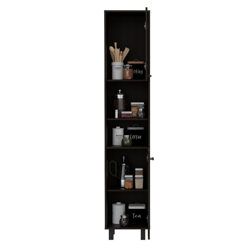 Hobart Pantry, Four Legs, Three Interior Shelves, Two Shelves, Two Cabinets -Black | Premium Home Decor - Grand Goldman