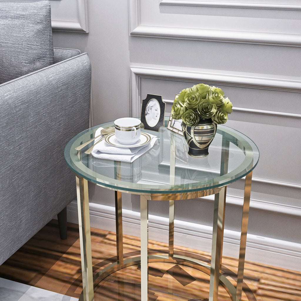 Clear 20' Round Tempered Glass Table Top with Flat Polished Edge, 1/4' Thick - Grand Goldman Shop