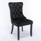 Nikki Collection Modern, High-end Tufted Solid Wood Contemporary Velvet Upholstered Dining Chair with Wood Legs Nailhead Trim 2-Pcs Set, Black, SW2001BK - Grand Goldman Shop