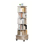 6 Tier Rotating Bookshelf, 360° Display Round Spinning Bookshelf with Wheels and Drawer, Space-Saving, Small Space Rotating Bookshelf Tower for Bedroom, Living Room, Home, Office, Warm White - Grand Goldman Shop