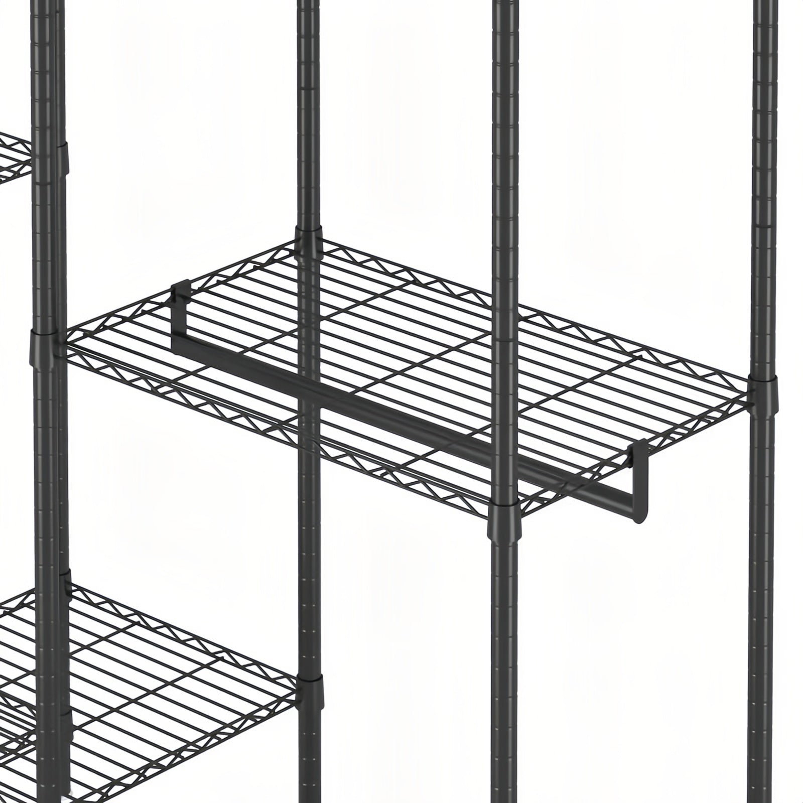 Heavy Duty Garment Rack With 8 Adjustable Wire Shelves and 5 Clothes Rails, Freestanding Closet Organizer, Black Metal - Grand Goldman Shop