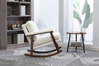 Mid Century Modern Accent Chair ,rocking chair with Wood Frame, Upholstered Living Room Chairs , Reading Armchair for Bedroom Sunroom - Grand Goldman Shop