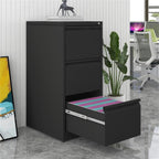 4 Drawer Vertical File Cabinet with Lock for Home Office Organizer, Black Metal Filing Cabinet, Letter/A4/Legal Size - Grand 