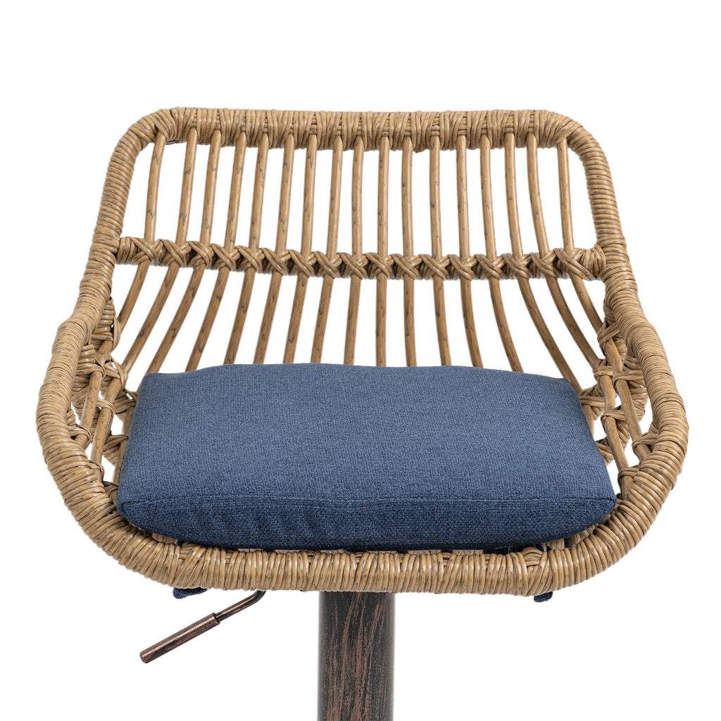 COOLMORE Modern Swivel Bar Stools Set of 2 Adjustable Counter Height Chairs with Footrest Blue Linen - Grand Goldman Shop